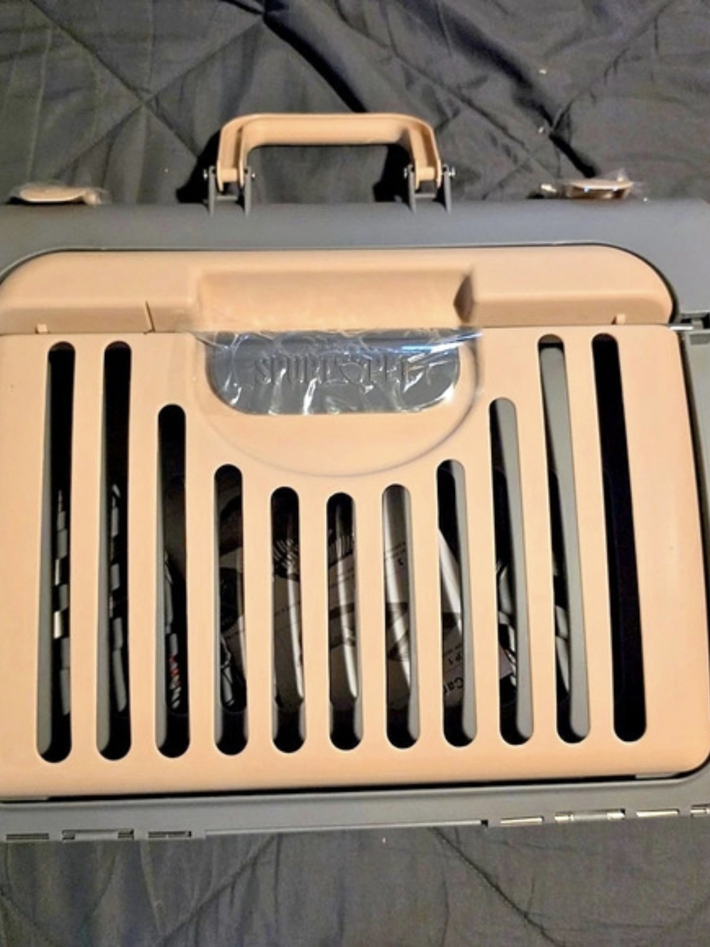 Sport Pet Cat Carrier Gray & Tan New